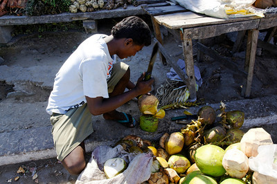 Coconut vendor along the road